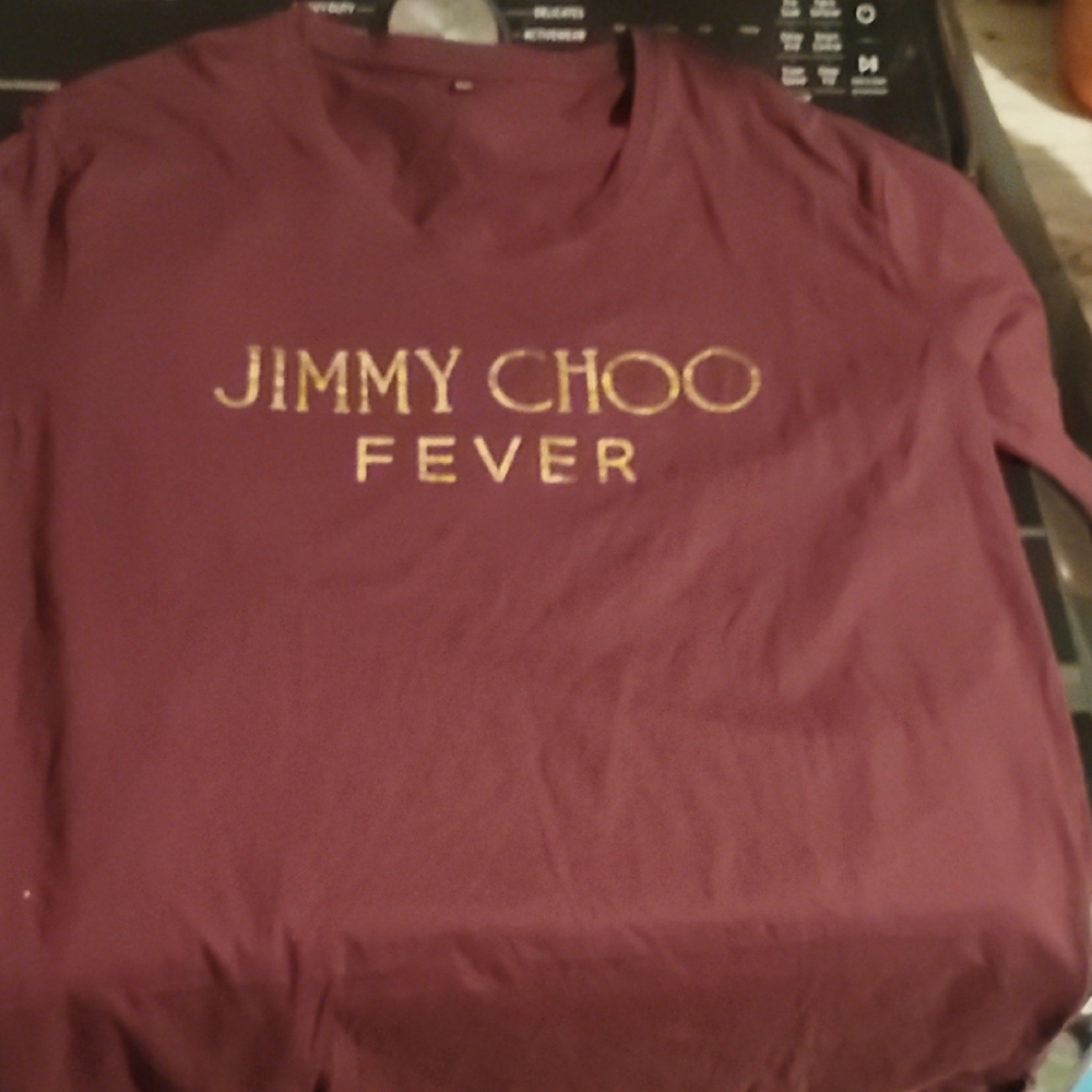 Jimmy Choo Maroon And Gold Tee Runs Like XL